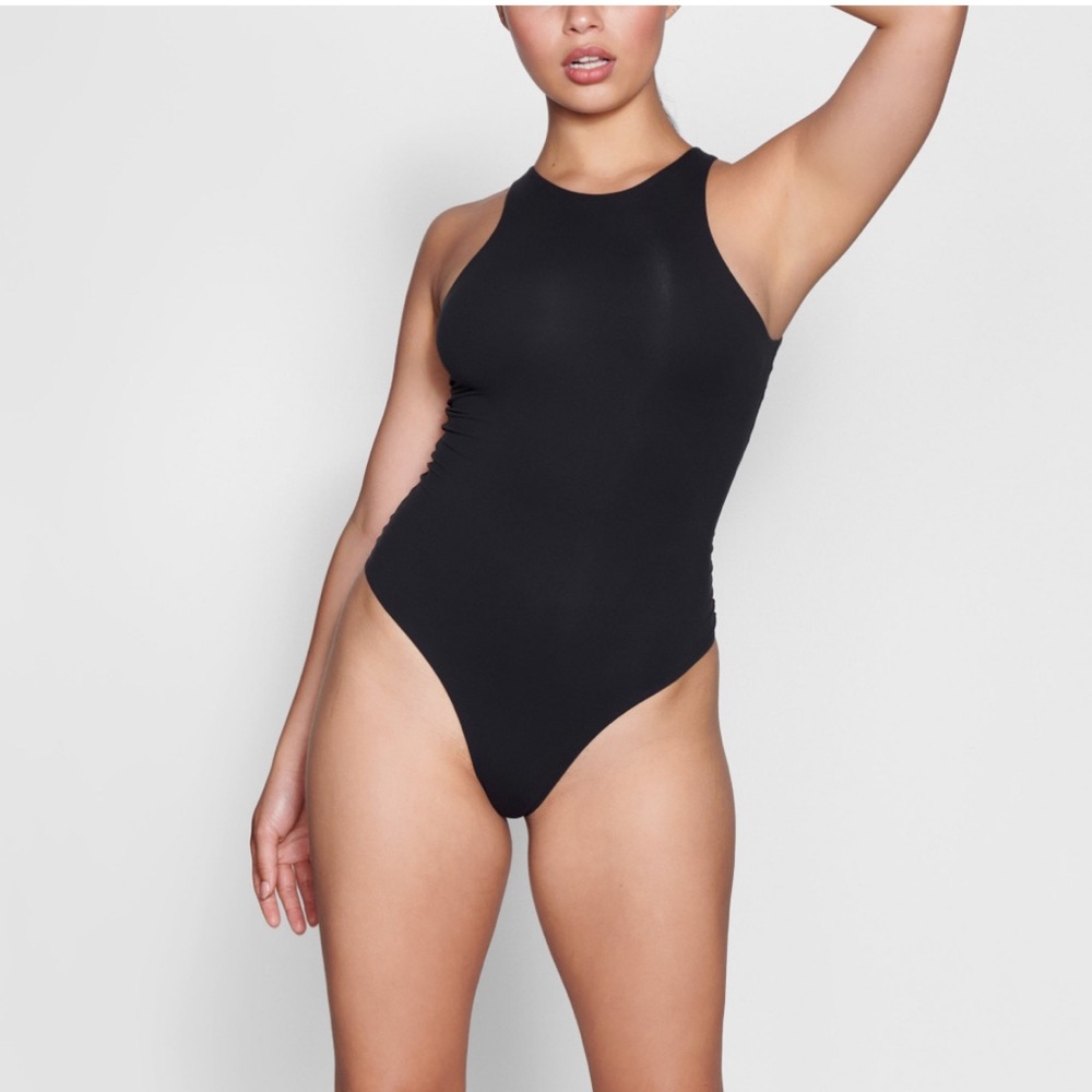 Skims Fits Everybody High Neck Bodysuit in ONYX